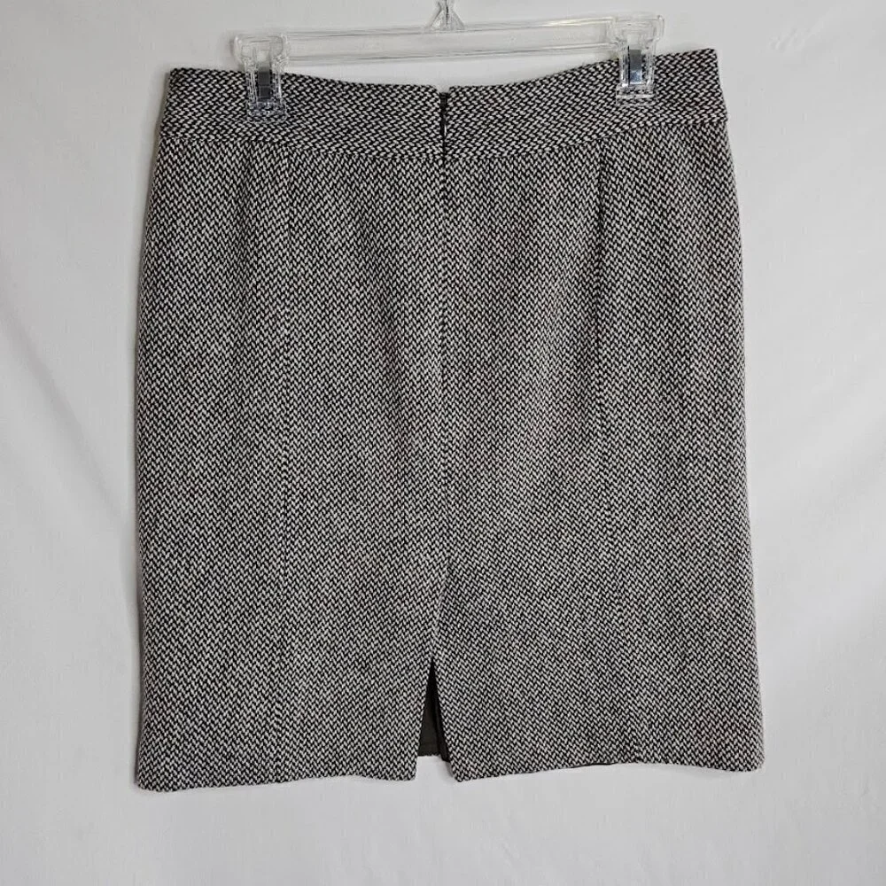 J. CREW Wool Tweed Skirt size 8 GRAY & BROWN Pencil Academia Preppy School Twee - Picture 6 of 7